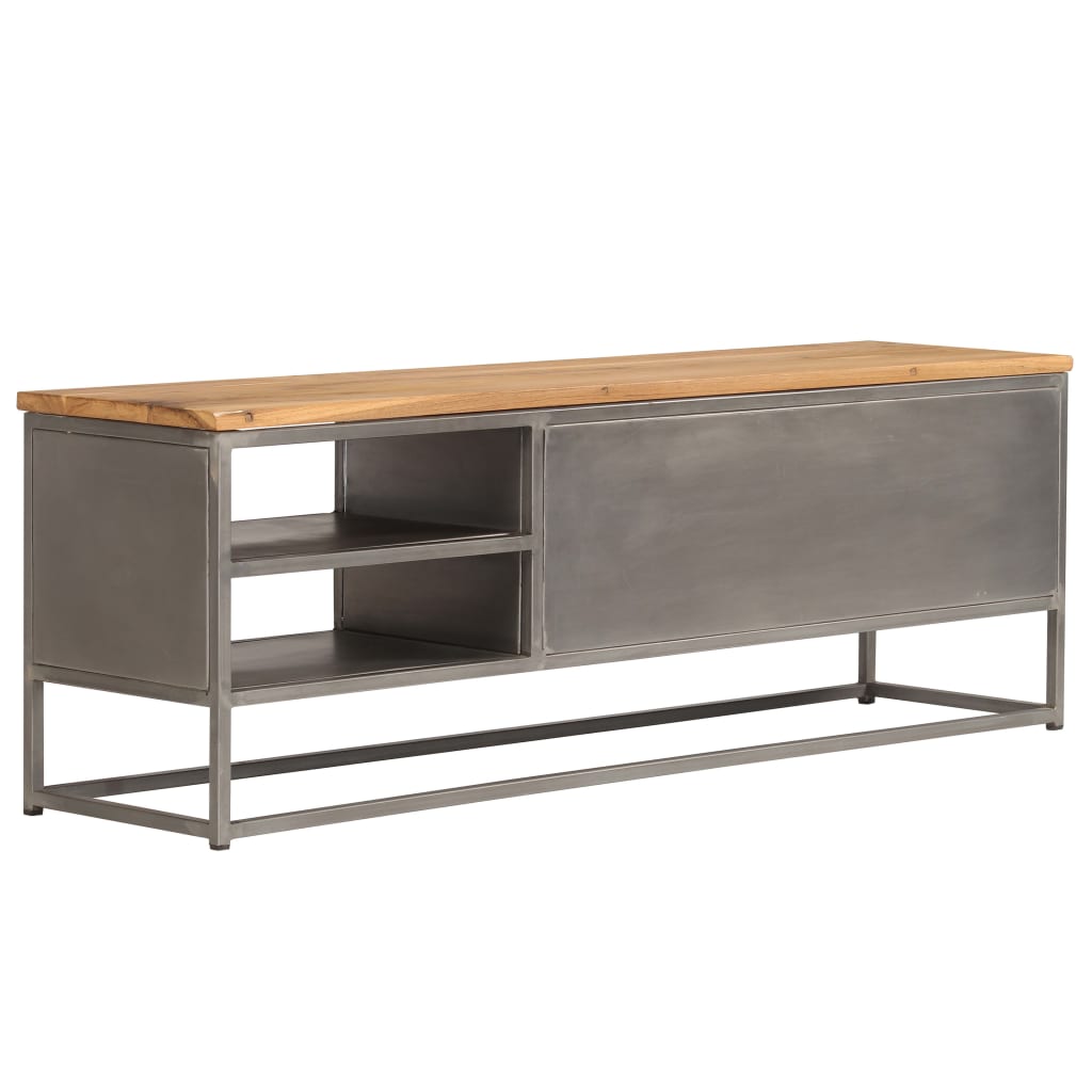 Meuble TV Teck recyclé et acier 120x30x40 cm - XIOS