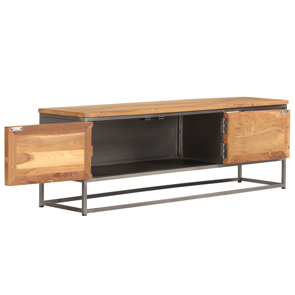 Meuble TV Teck recyclé et acier 120x30x40 cm - XIOS