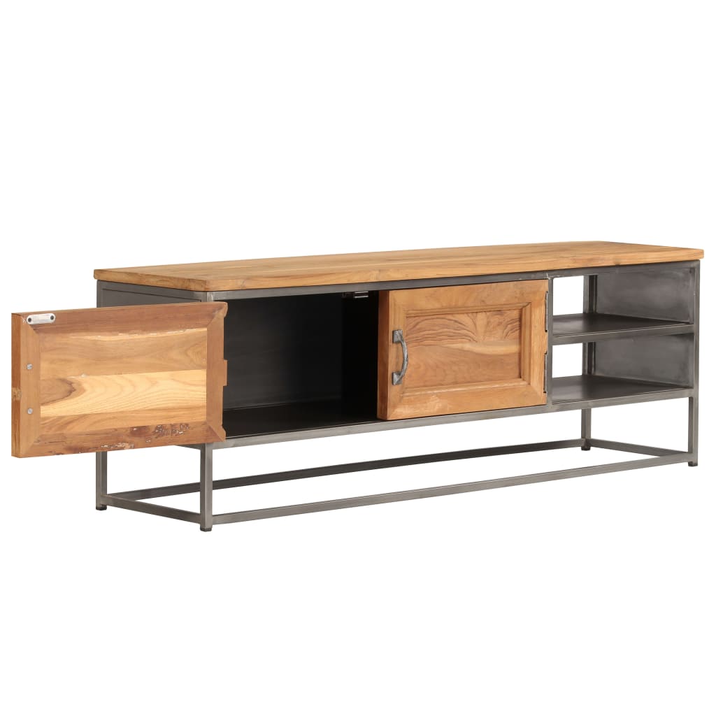 Meuble TV Teck recyclé et acier 120x30x40 cm - XIOS