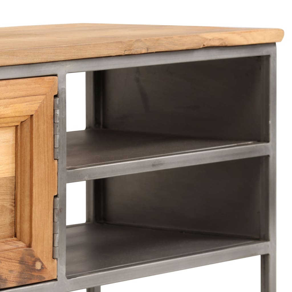 Meuble TV Teck recyclé et acier 120x30x40 cm - XIOS