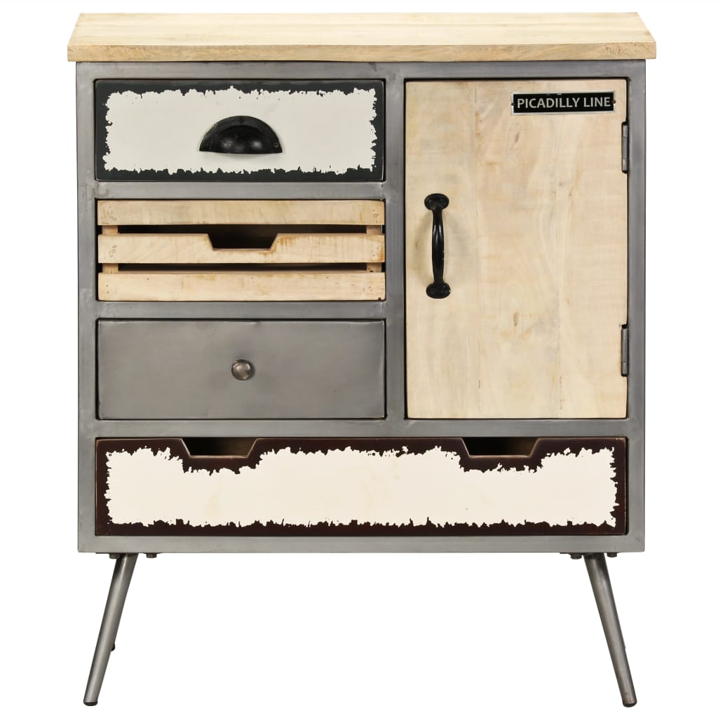 Buffet Bois de manguier massif et acier 65x33x76 cm - XIOS