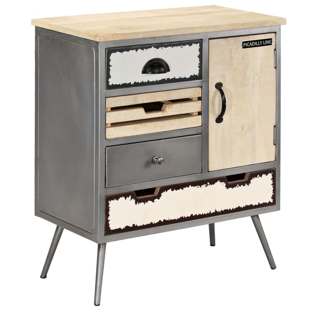 Buffet Bois de manguier massif et acier 65x33x76 cm - XIOS