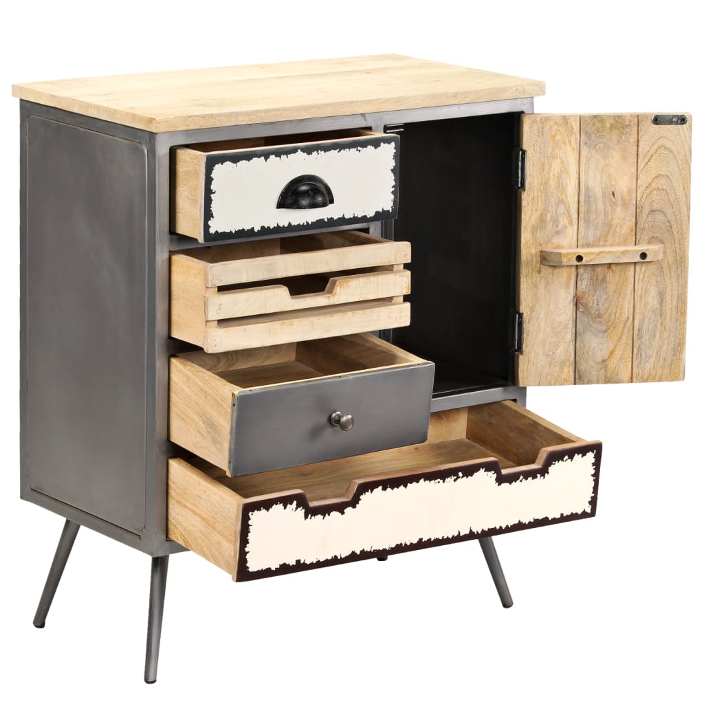 Buffet Bois de manguier massif et acier 65x33x76 cm - XIOS