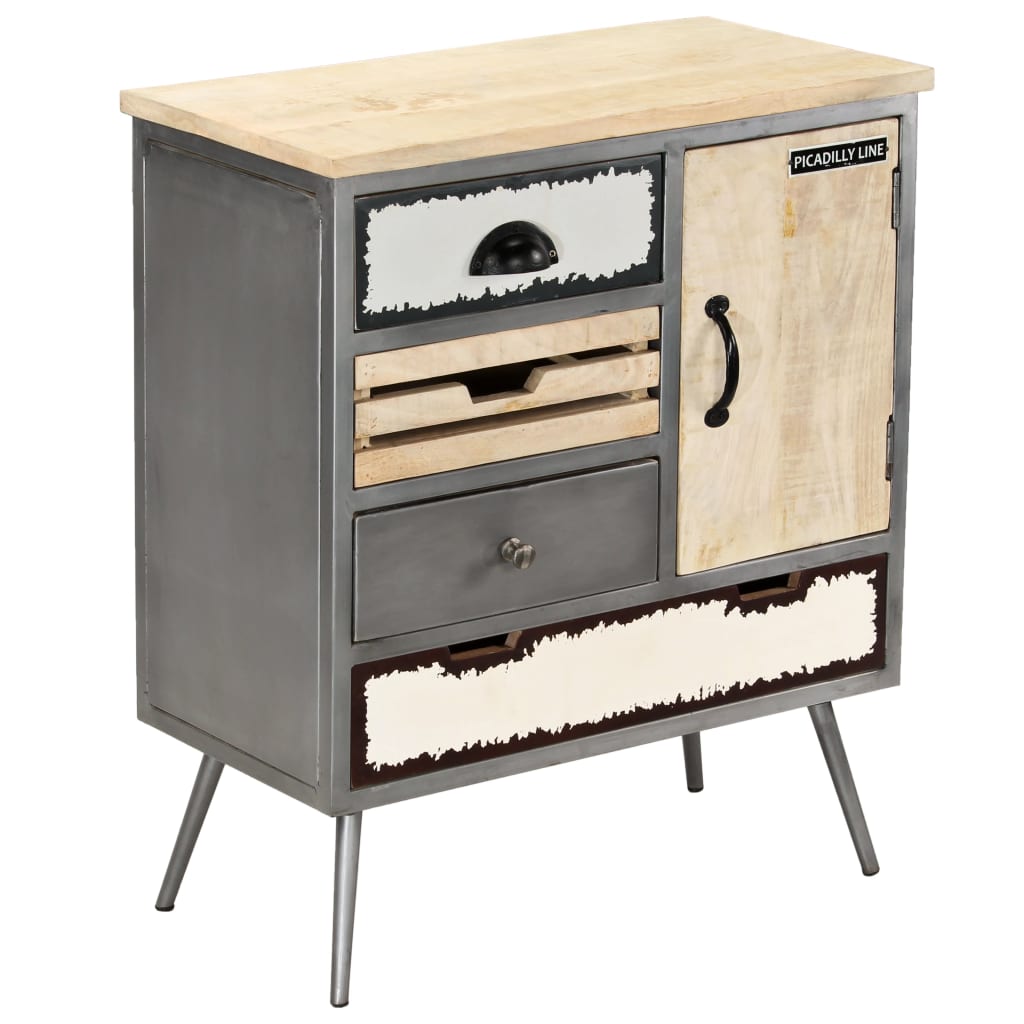 Buffet Bois de manguier massif et acier 65x33x76 cm - XIOS