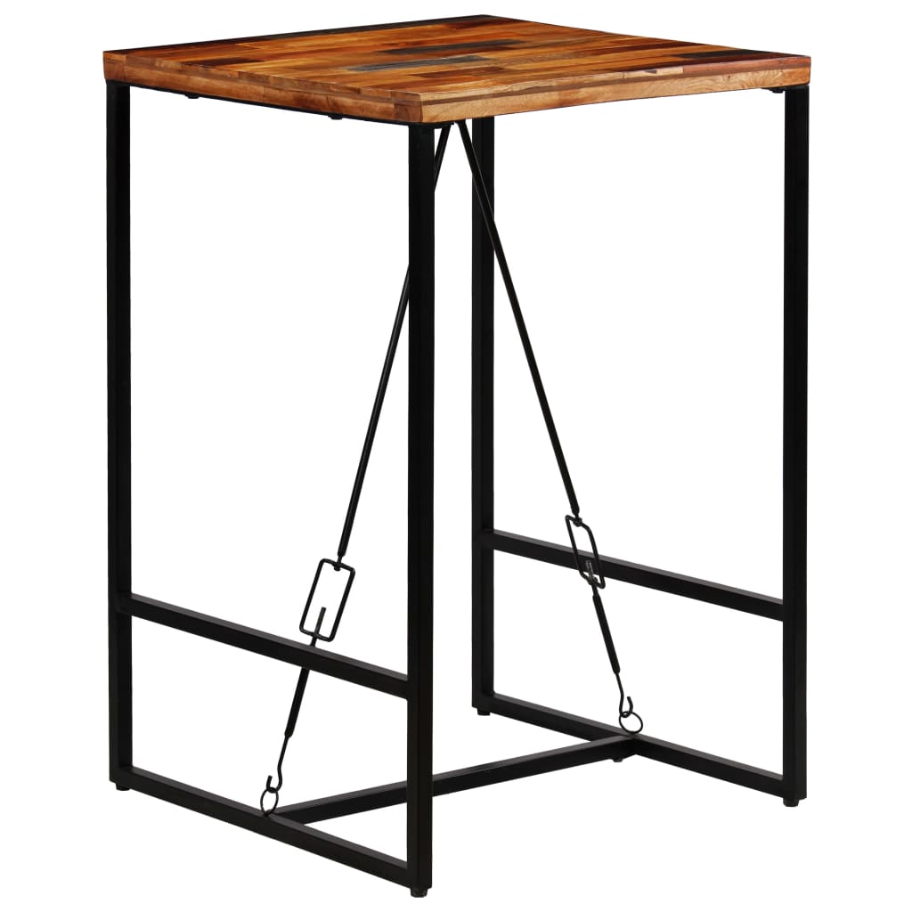 Ensemble de bar 3 pcs Bois massif recyclé et cuir de chèvre