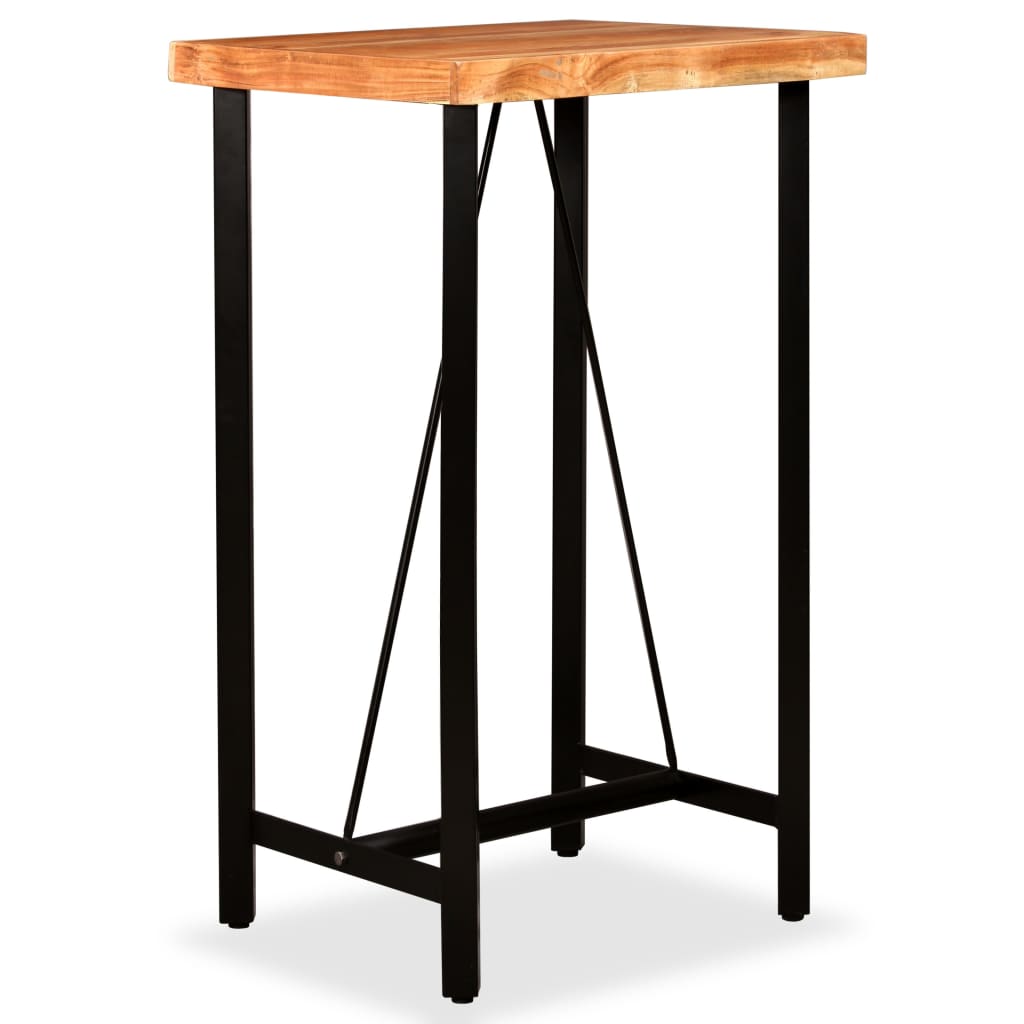 Ensemble de bar 3 pcs Bois d'acacia massif et cuir véritable - XIOS