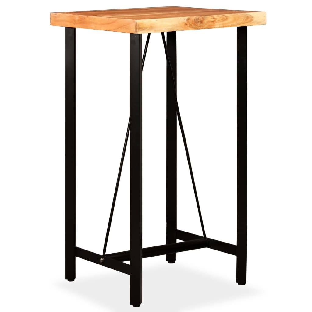 Ensemble de bar 3 pcs Bois d'acacia massif et cuir véritable - XIOS