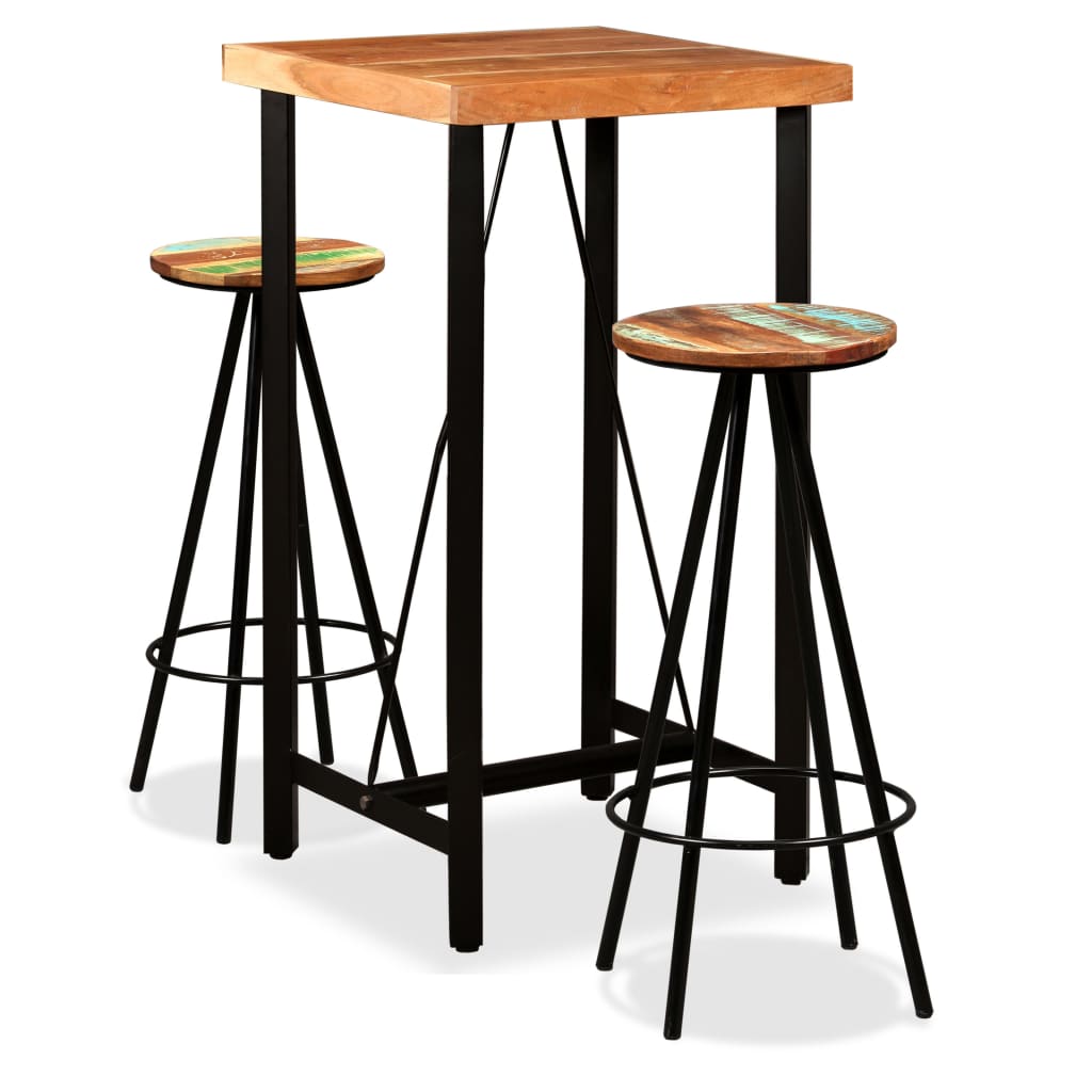 Ensemble de bar 3 pcs Bois d'acacia massif et de récupération - XIOS