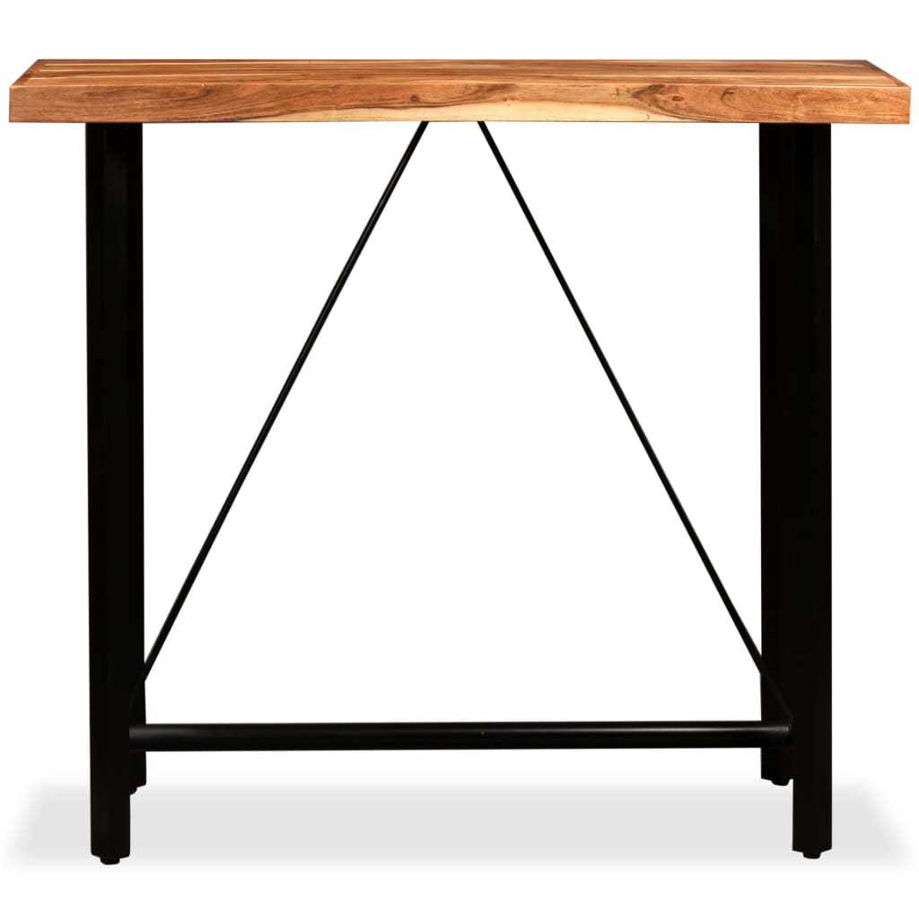 Ensemble de bar 5 pcs Bois d'acacia massif et cuir véritable