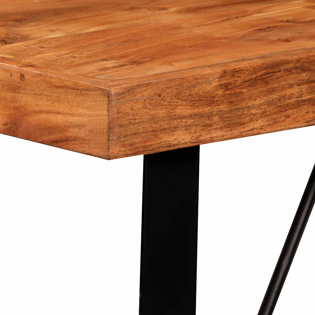 Ensemble de bar 5 pcs Bois d'acacia massif et cuir véritable - XIOS
