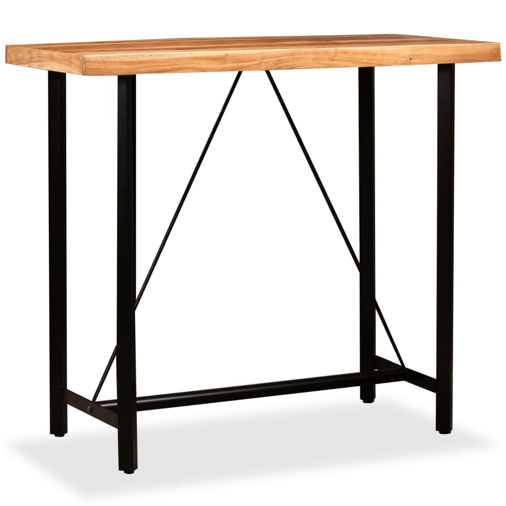 Ensemble de bar 5 pcs Bois d'acacia massif et cuir véritable - XIOS