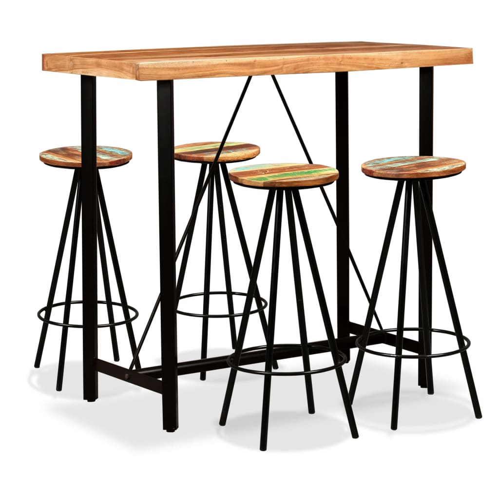 Ensemble de bar 5 pcs Bois d'acacia massif et de récupération - XIOS