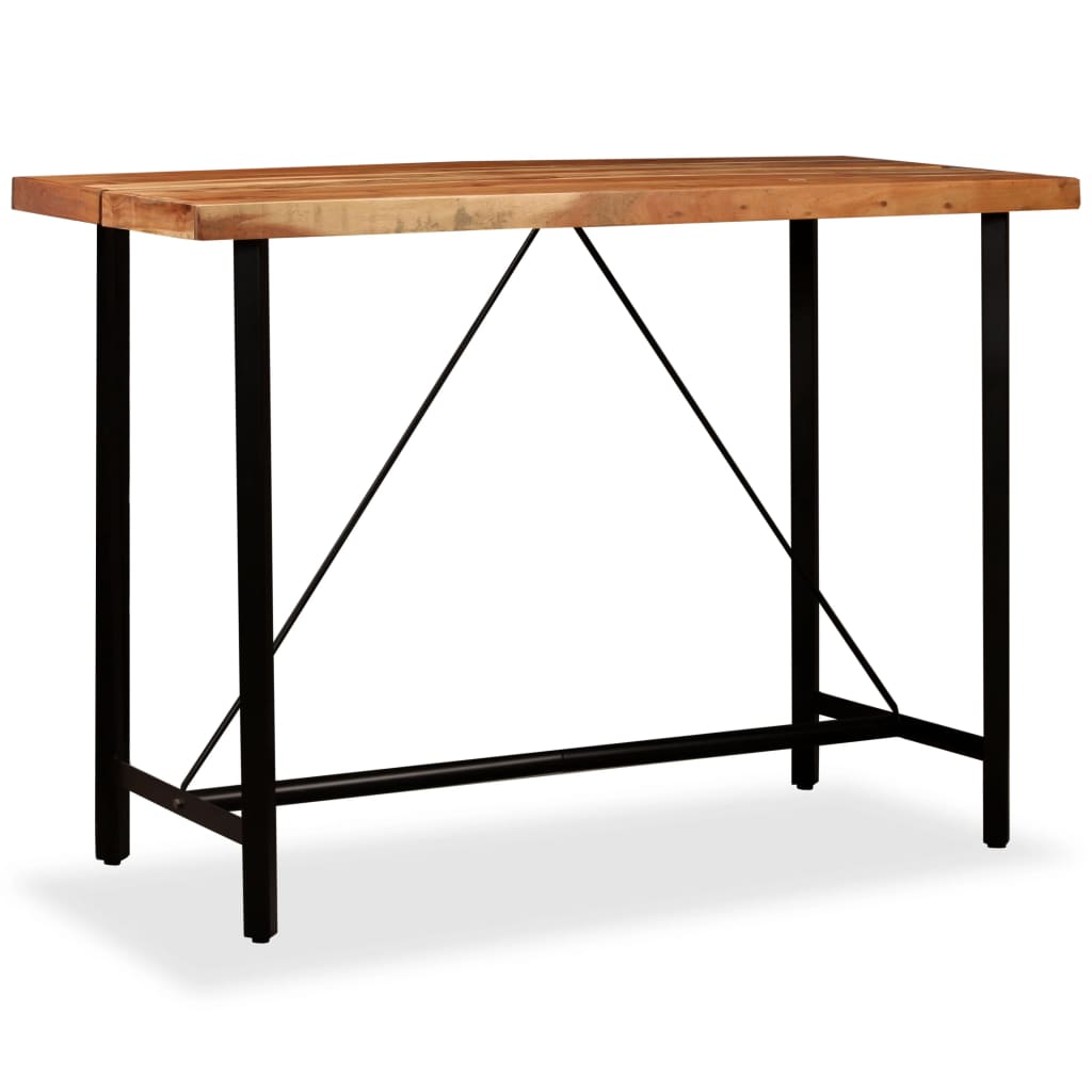 Ensemble de bar 7 pcs Bois d'acacia massif et cuir véritable - XIOS