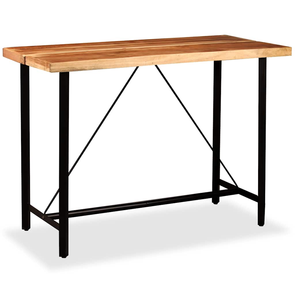 Ensemble de bar 7 pcs Bois d'acacia Cuir véritable et toile