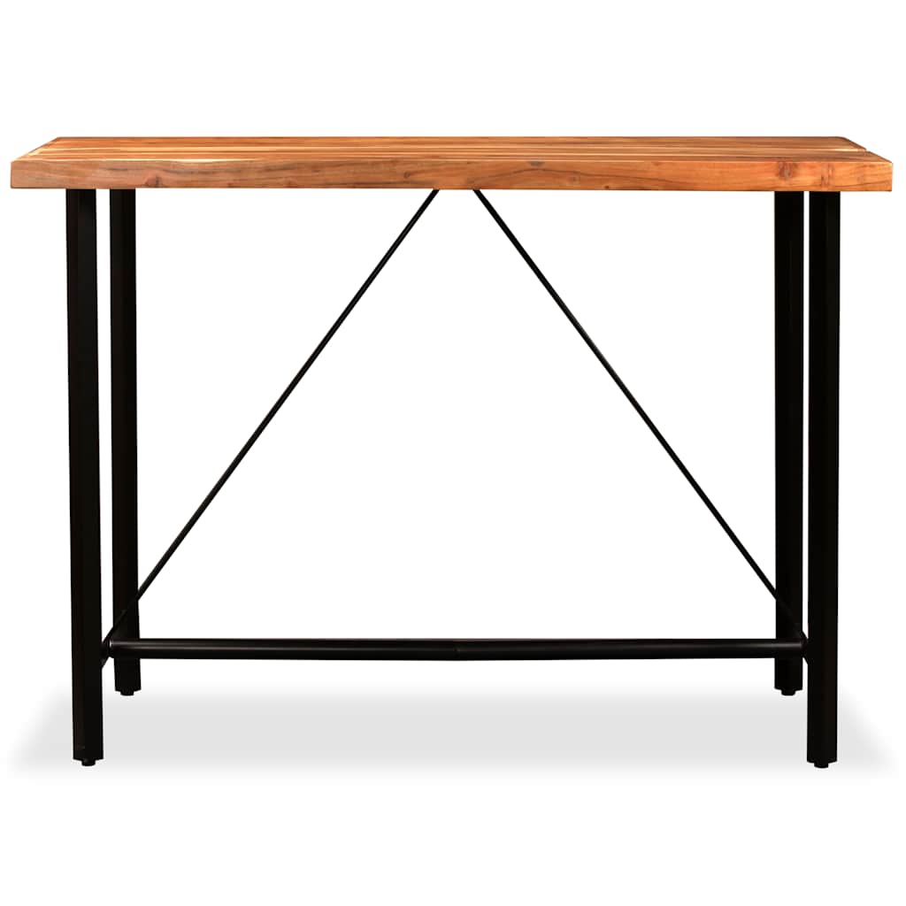 Ensemble de bar 7 pcs Bois d'acacia Cuir véritable et toile