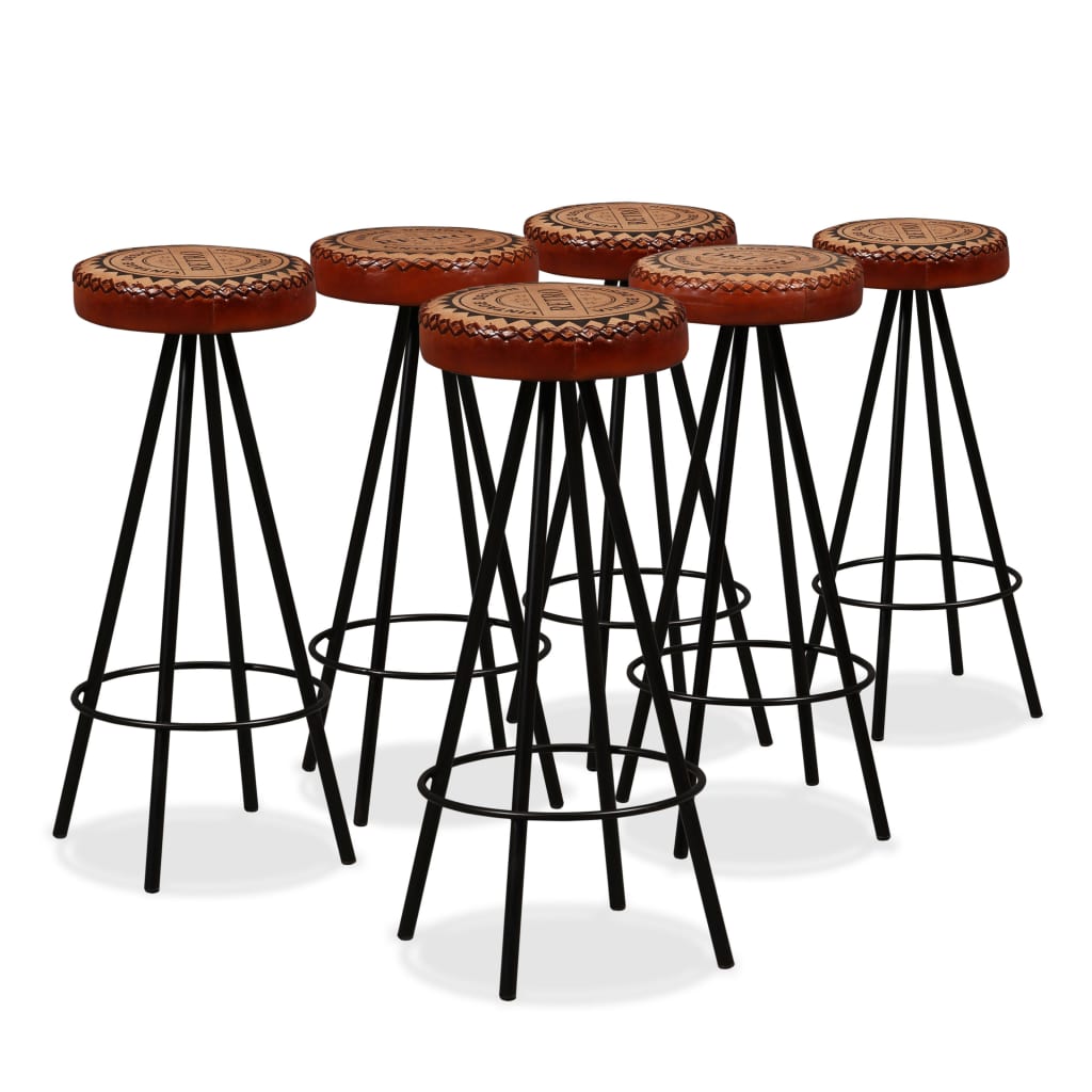 Ensemble de bar 7 pcs Bois d'acacia Cuir véritable et toile