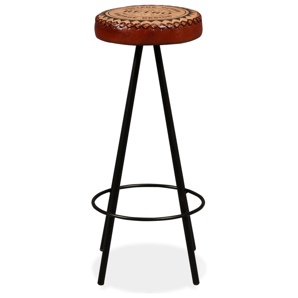 Ensemble de bar 3 pcs Bois de récupération Cuir véritable et toile - XIOS