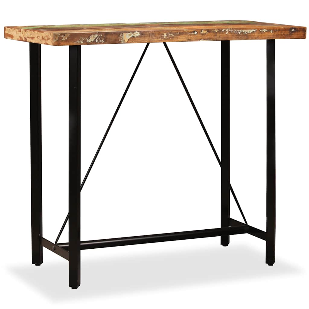 Ensemble de bar 5 pcs Bois massif recyclé et cuir véritable - XIOS