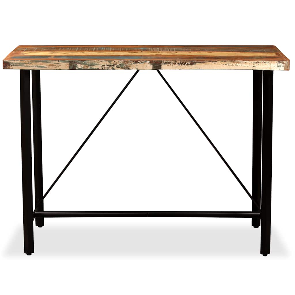 Ensemble de bar 5 pcs Bois massif recyclé et cuir véritable - XIOS
