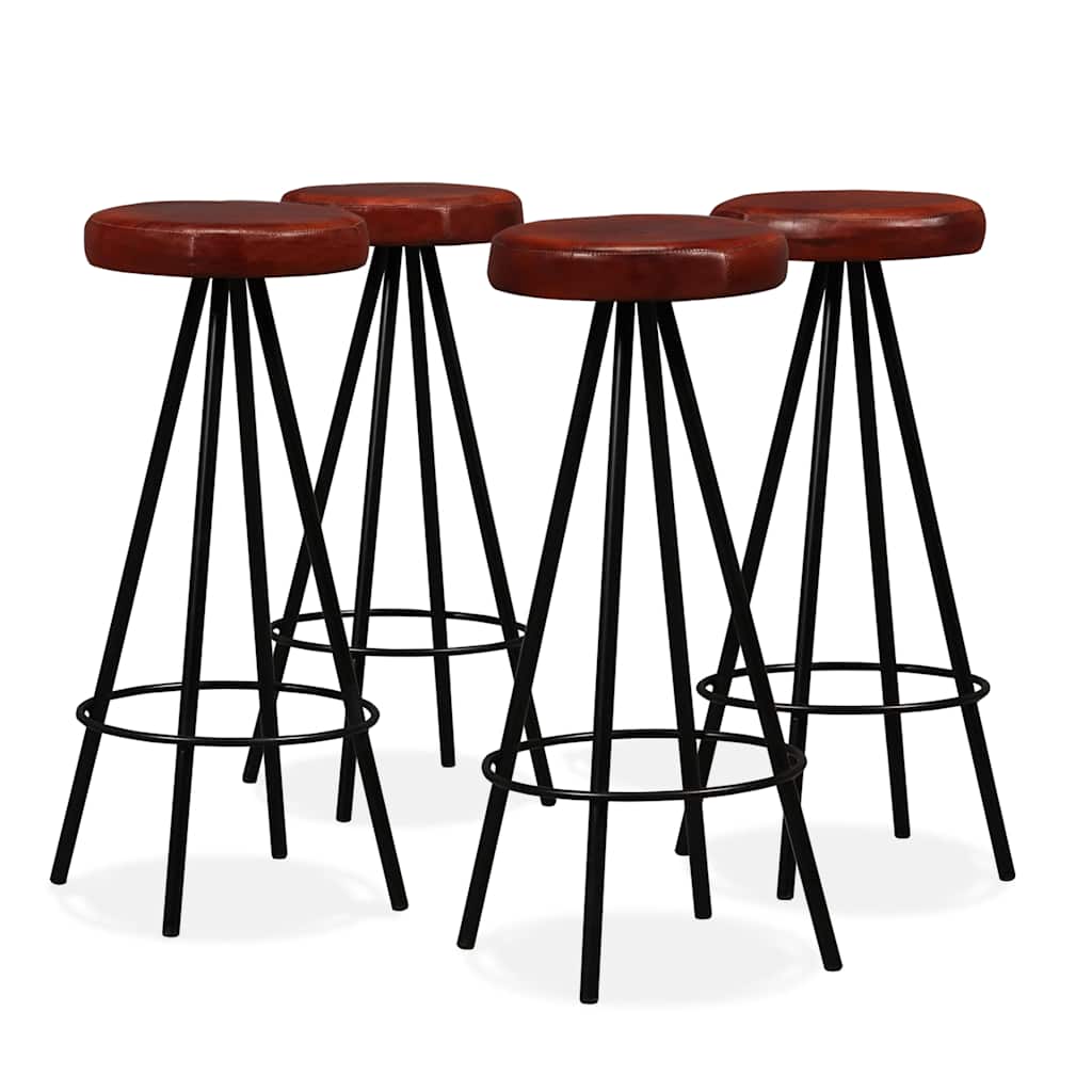 Ensemble de bar 5 pcs Bois massif recyclé et cuir véritable - XIOS