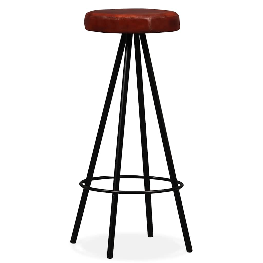 Ensemble de bar 5 pcs Bois massif recyclé et cuir véritable - XIOS