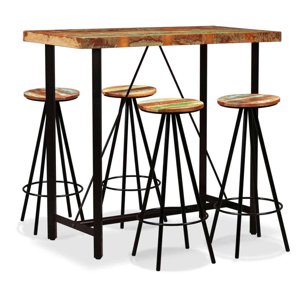 Ensemble de bar 5 pcs Bois de récupération massif - XIOS