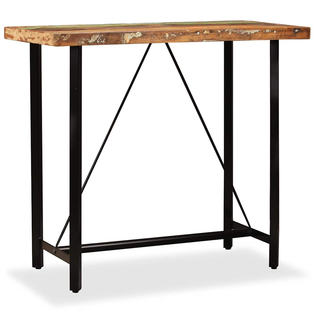 Ensemble de bar 5 pcs Bois de récupération Cuir véritable et toile - XIOS