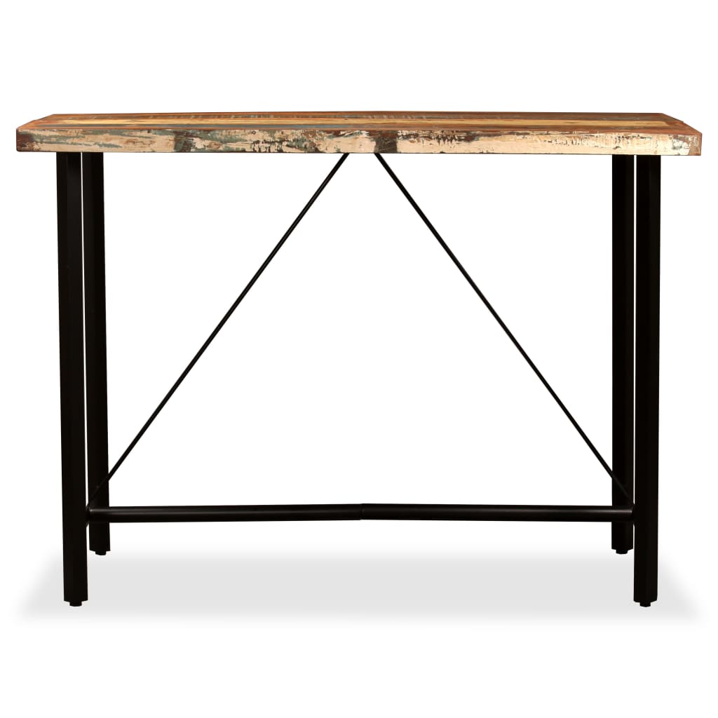 Ensemble de bar 7 pcs Bois massif recyclé et cuir véritable - XIOS