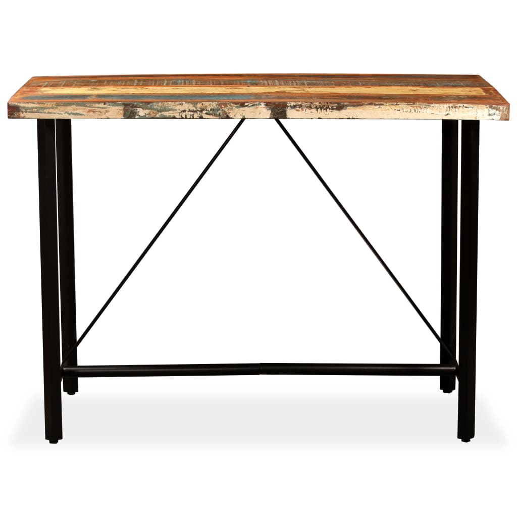 Ensemble de bar 7 pcs Bois massif recyclé et cuir véritable - XIOS