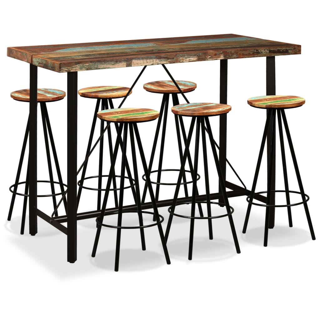 Ensemble de bar 7 pcs Bois massif recyclé - XIOS