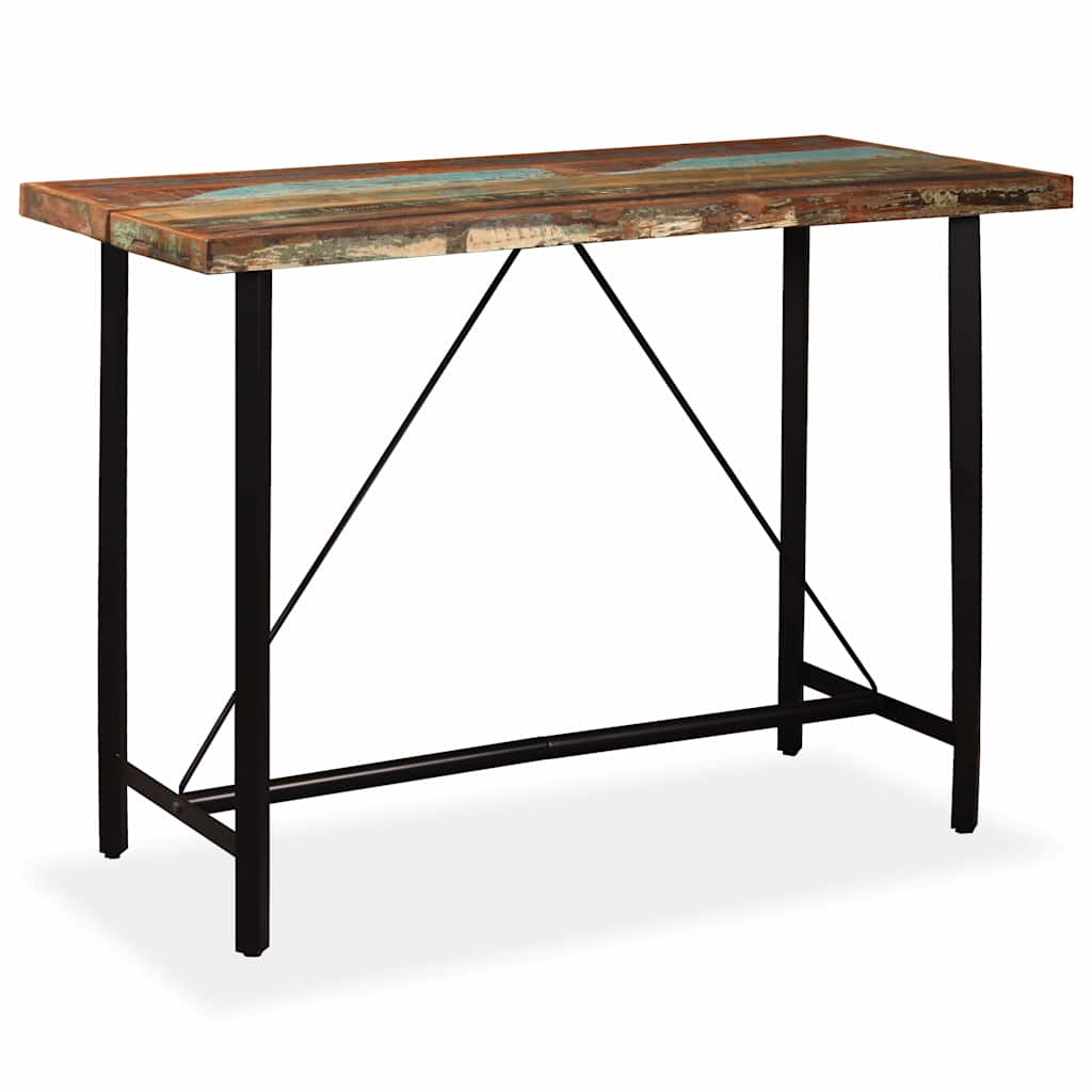 Ensemble de bar 7 pcs Bois de récupération Cuir véritable et toile - XIOS