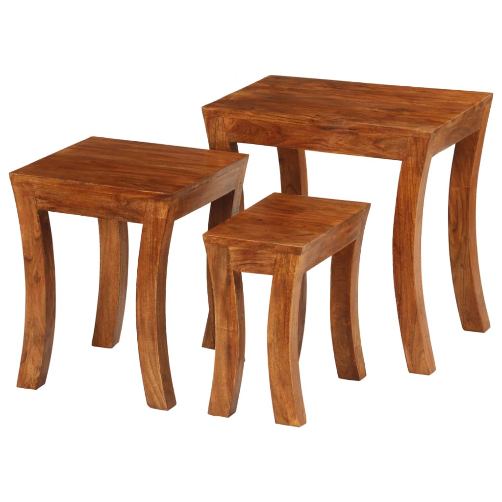 Table gigogne 3 pcs Bois massif d'acacia 50x35x50 cm Marron - XIOS