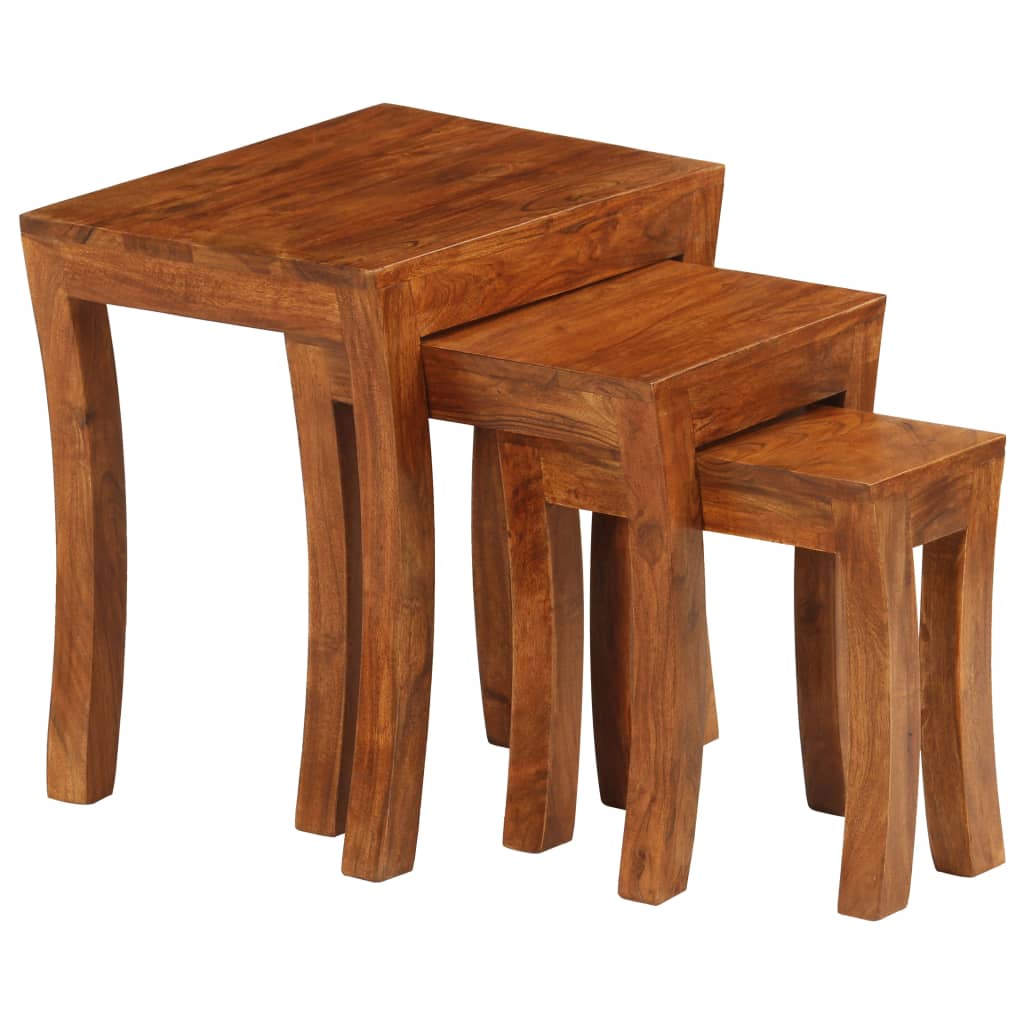 Table gigogne 3 pcs Bois massif d'acacia 50x35x50 cm Marron - XIOS