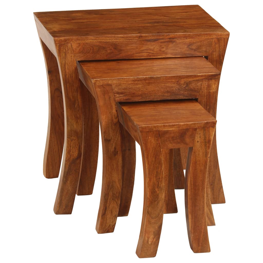 Table gigogne 3 pcs Bois massif d'acacia 50x35x50 cm Marron - XIOS