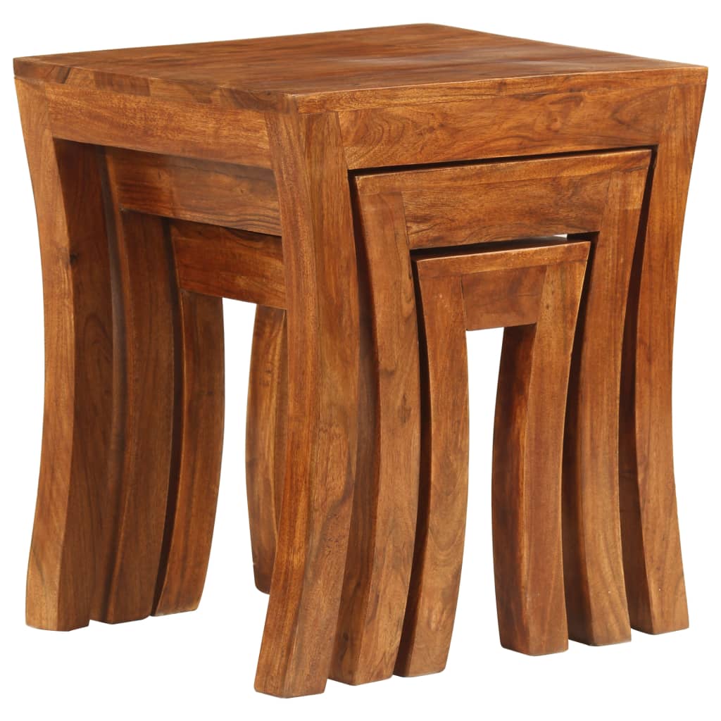 Table gigogne 3 pcs Bois massif d'acacia 50x35x50 cm Marron - XIOS