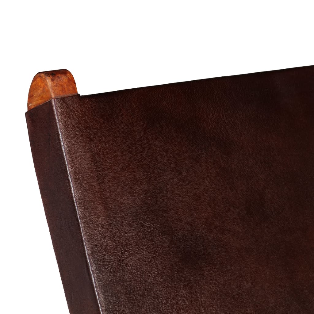 Chaise de relaxation pliable Marron Cuir véritable - XIOS