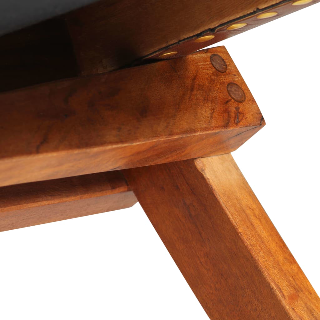 Chaise de relaxation pliable Marron Cuir véritable - XIOS