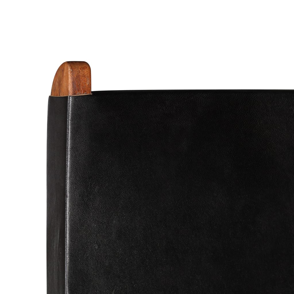 Chaise de relaxation pliable Noir Cuir véritable - XIOS