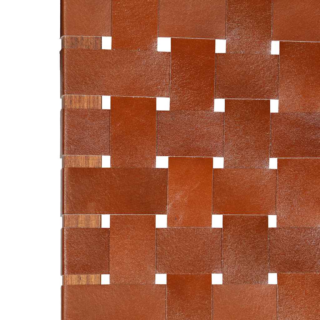 Chaise pliable bandes croisées marron cuir véritable - XIOS