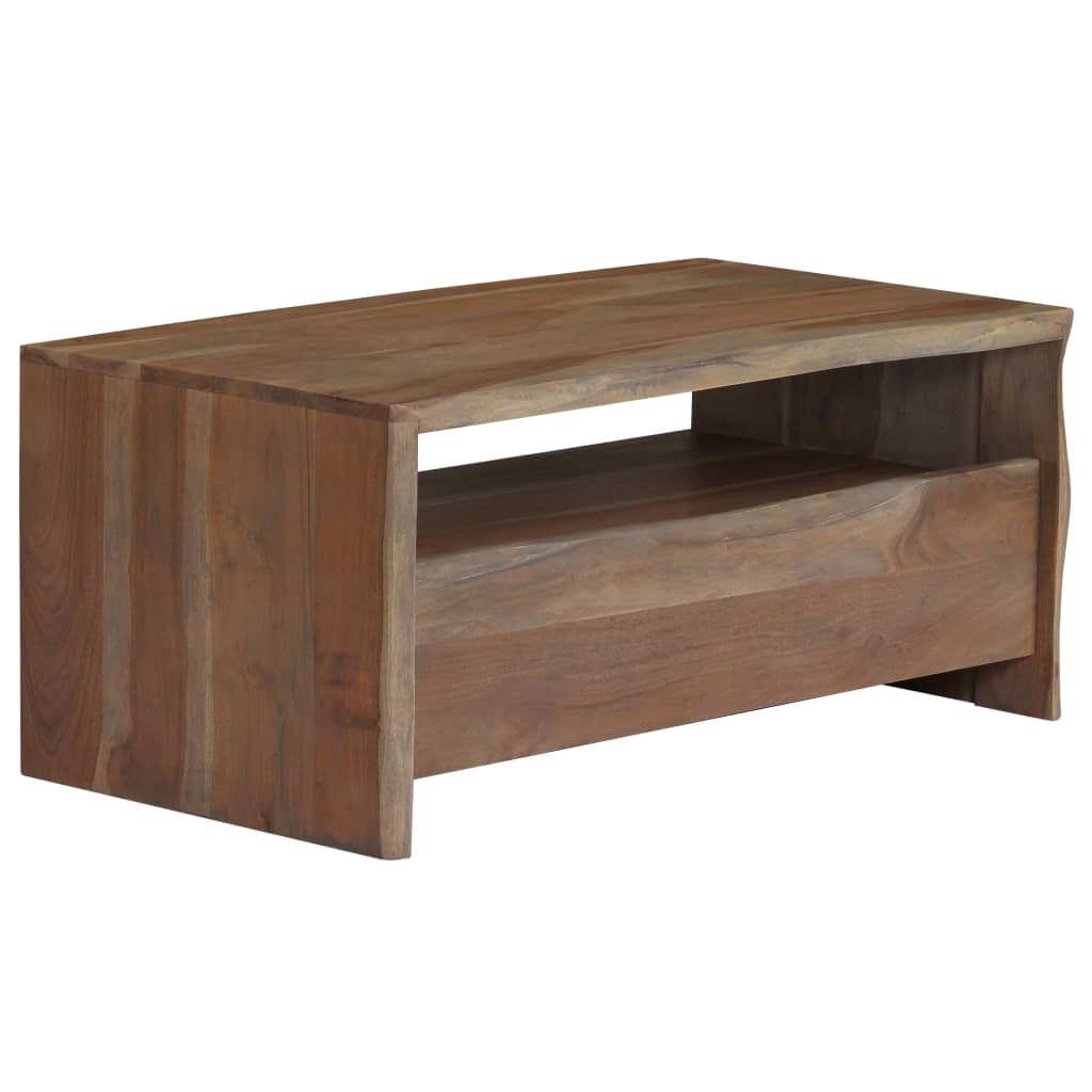 Table basse Acacia massif Bord assorti 90x50x40 cm Gris - XIOS