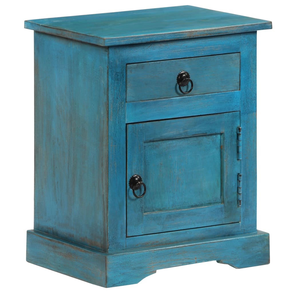 Table de chevet Bois de manguier massif 40x30x50 cm Bleu - XIOS
