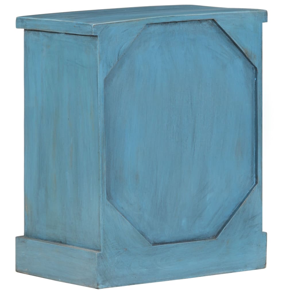 Table de chevet Bois de manguier massif 40x30x50 cm Bleu - XIOS