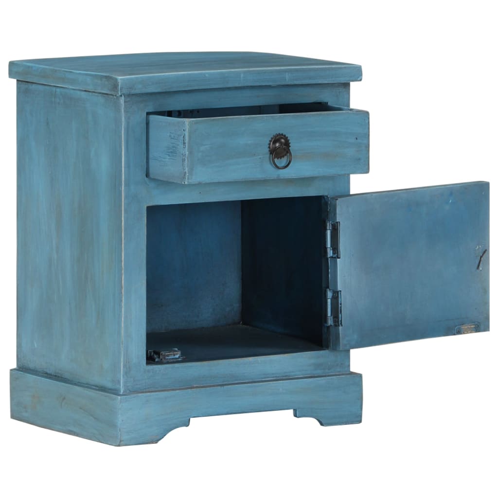 Table de chevet Bois de manguier massif 40x30x50 cm Bleu - XIOS