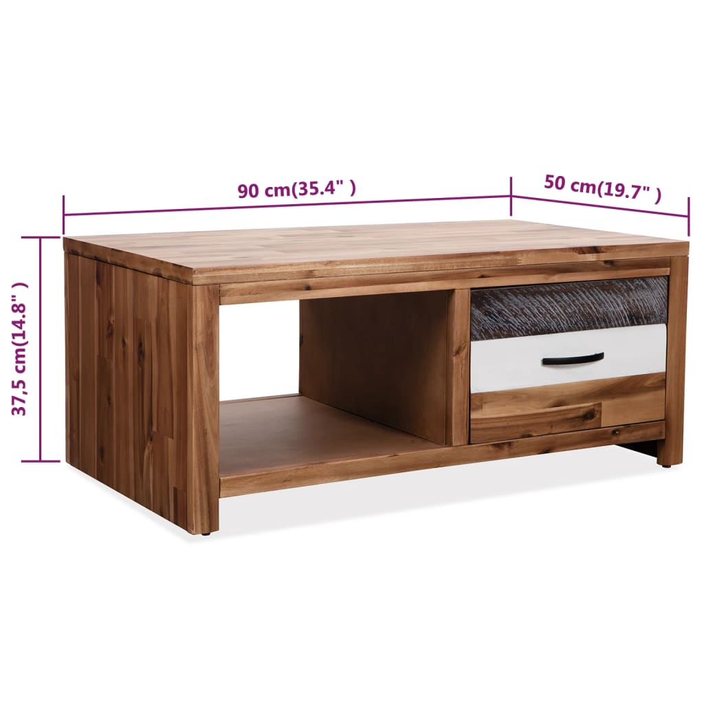 Table basse Bois d'acacia massif 90x50x37,5 cm - XIOS