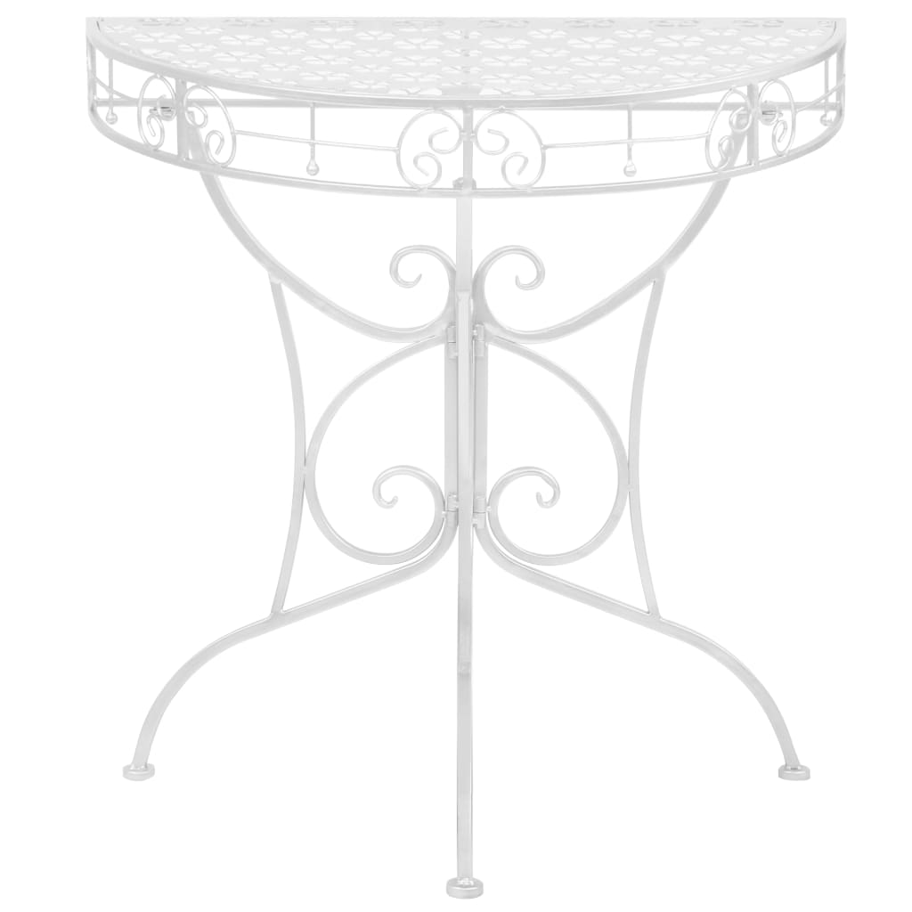 Table d'appoint Vintage Demi-ronde Métal 72x36x74 cm Argenté - XIOS