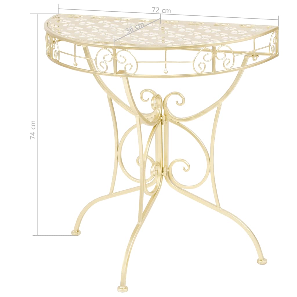 Table d'appoint Vintage Demi-ronde Métal 72x36x74 cm Doré - XIOS