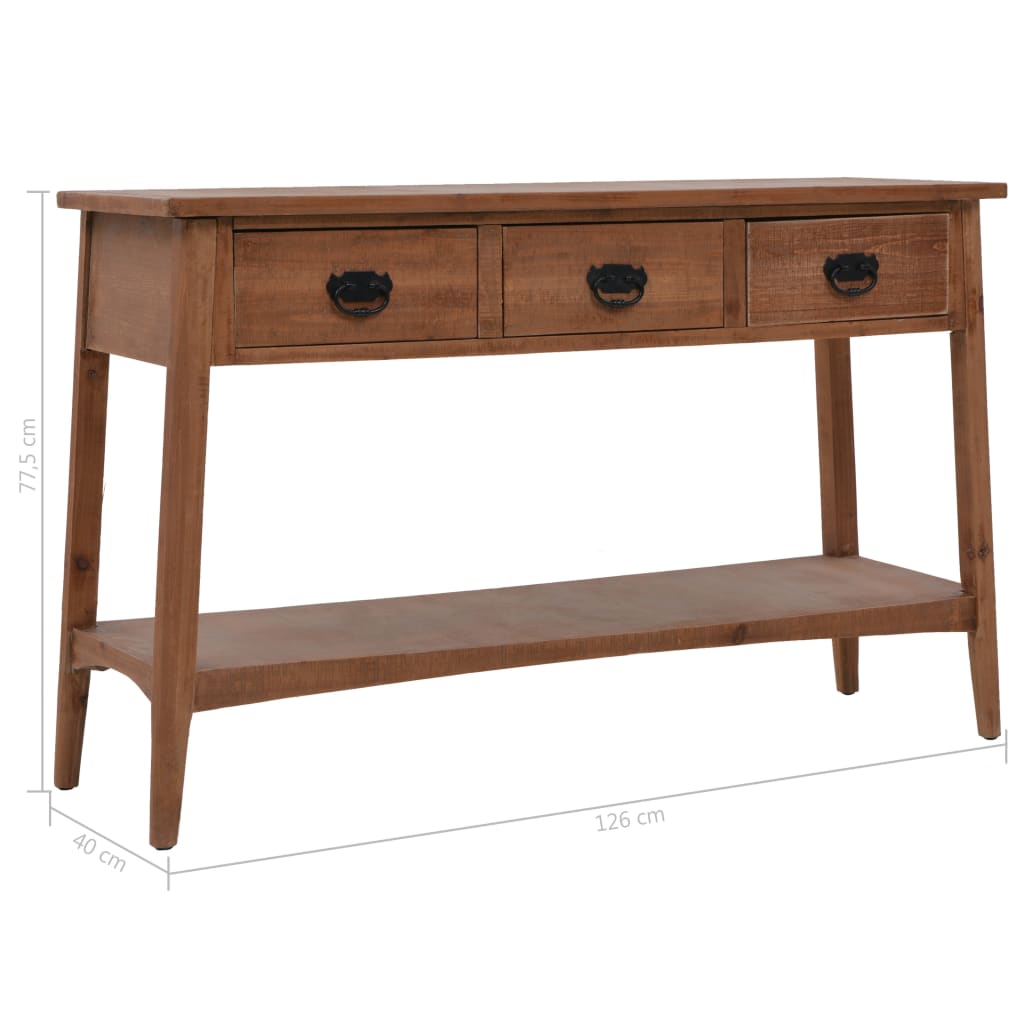 Table console bois de sapin massif 126 x 40 x 77,5 cm Marron - XIOS