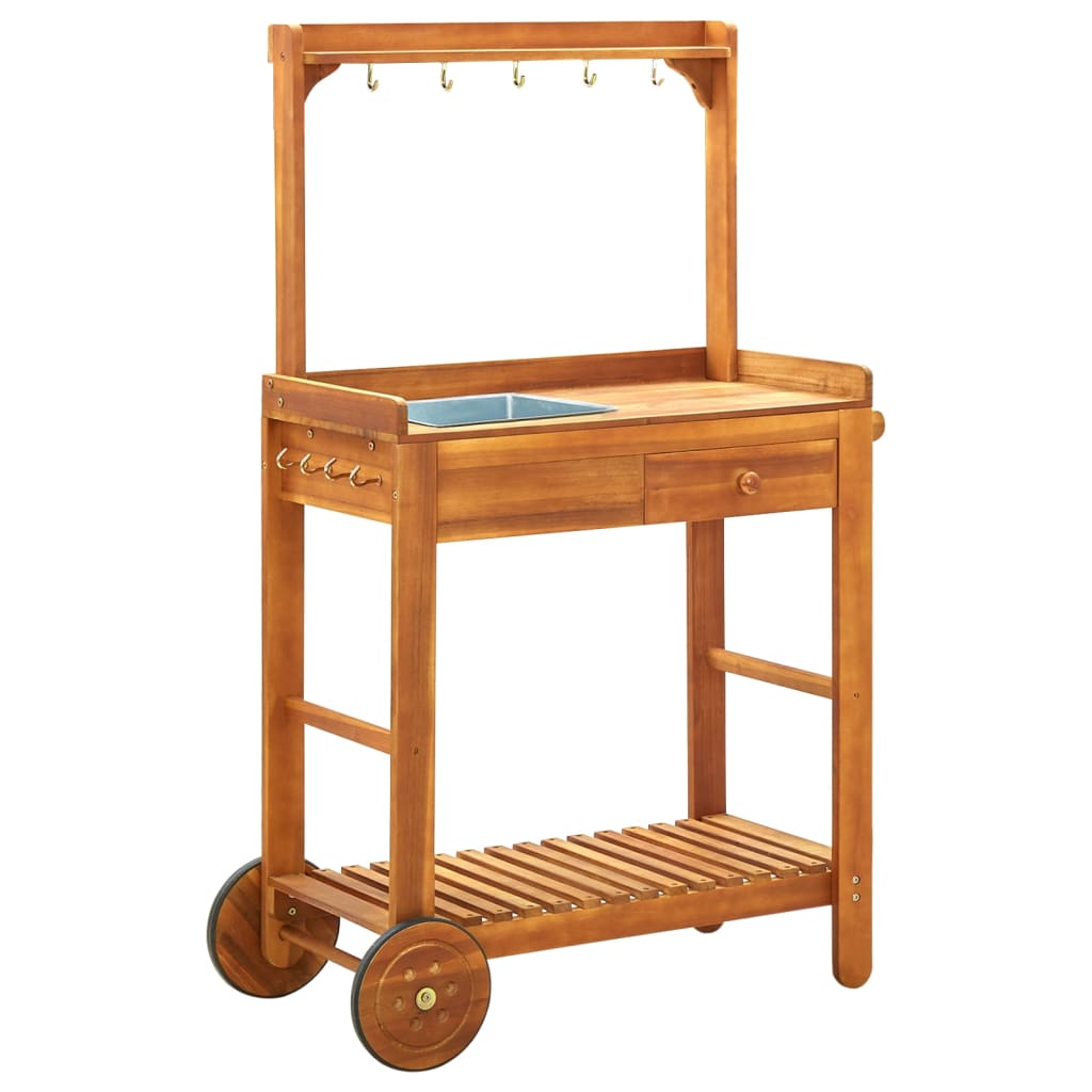 Chariot de cuisine de jardin Bois d'acacia 92x43,5x141,5 cm - XIOS