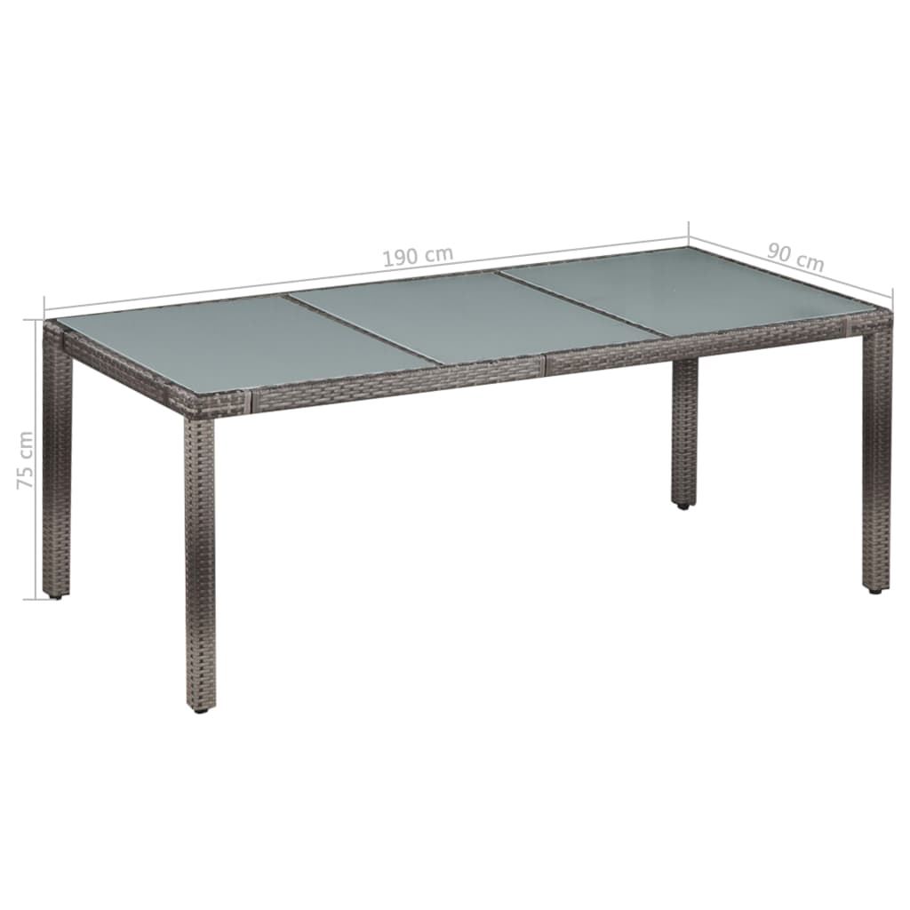 Ensemble à manger d'extérieur 9pcs coussins Résine tressée Gris - XIOS