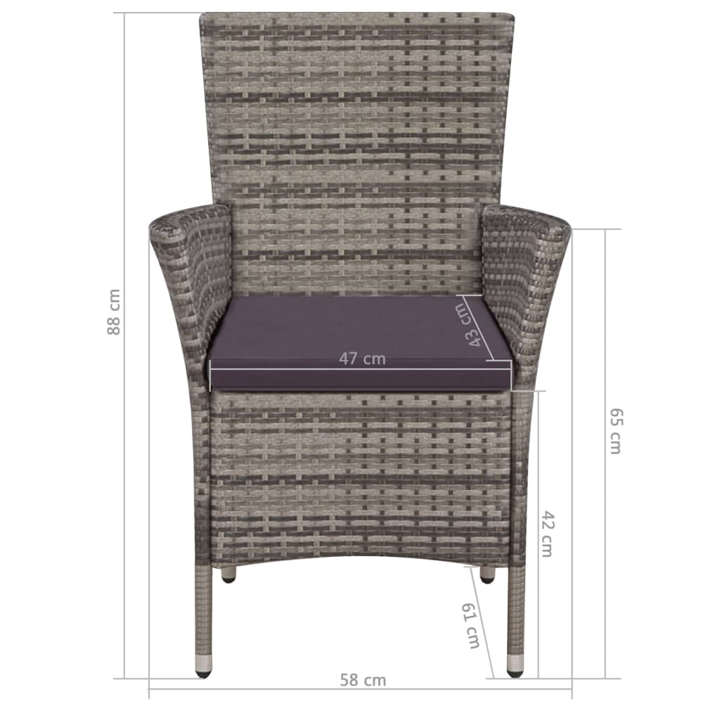 Ensemble à manger d'extérieur 9pcs coussins Résine tressée Gris - XIOS